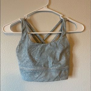 Size 4, Blue Lululemon Energy Longline Bra Medium Support